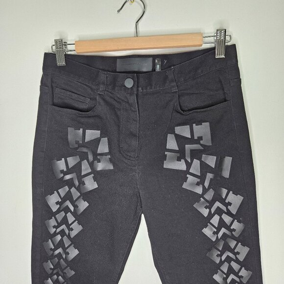 NWOT Alexander Wang x H&M Skinny Jeans Sz 8 Black Stretch Embellished Geometric - Picture 3 of 10